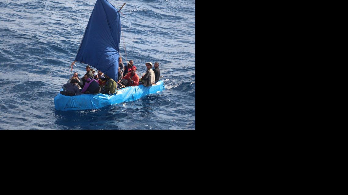 
This Jan. 1 photo shows 24 Cuban migrants in the waters south of Key West, Fla. The Cubans were later repatriated. 
