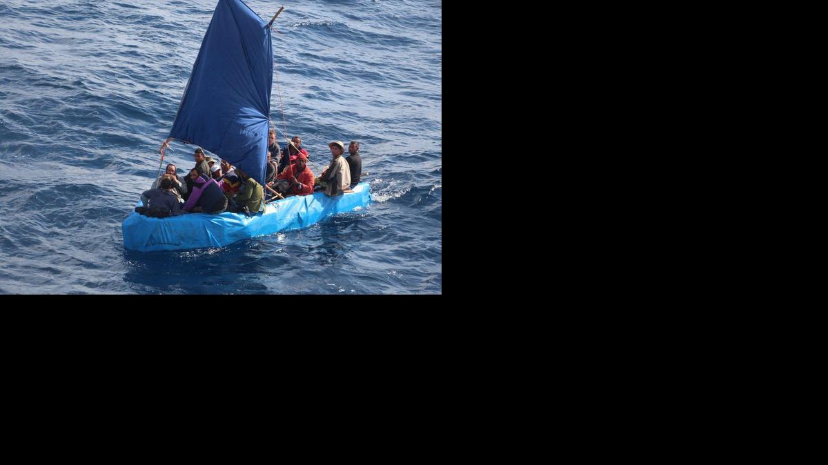 
This Jan. 1 photo shows 24 Cuban migrants in the waters south of Key West, Fla. The Cubans were later repatriated. 
