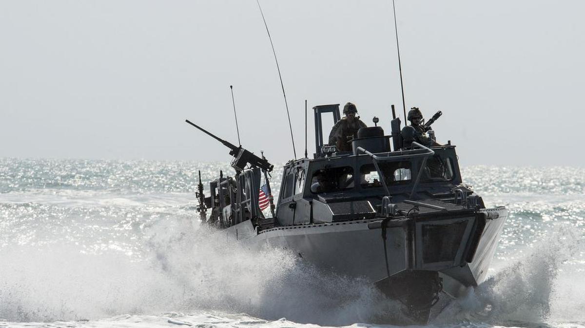 This Nov. 2, 2015, image provided by the U.S. Navy, shows Riverine Command Boat (RCB) 805 in the Persian Gulf.