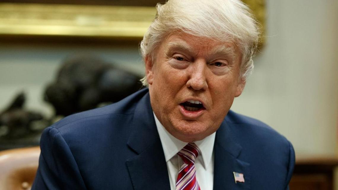 President Donald Trump in the Roosevelt Room of the White House on Friday.