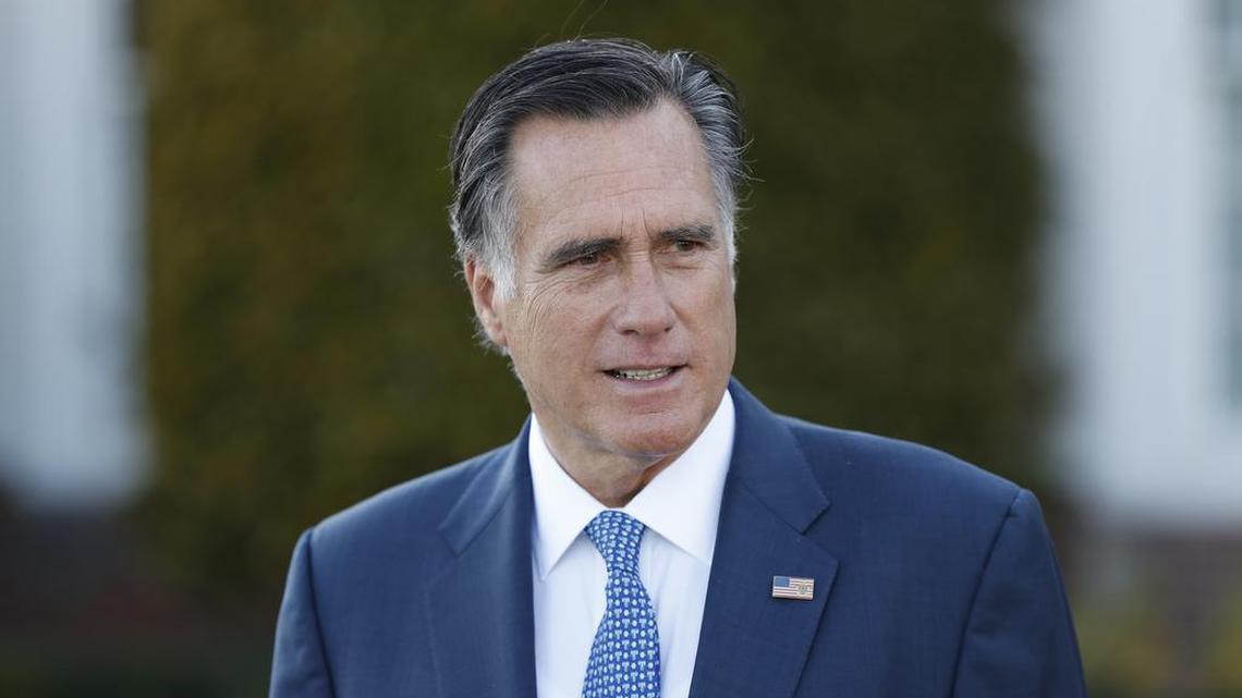 Mitt Romney talks to media after meeting with President-elect Donald Trump at Trump National Golf Club Bedminster in Bedminster, N.J., Saturday, Nov. 19, 2016.