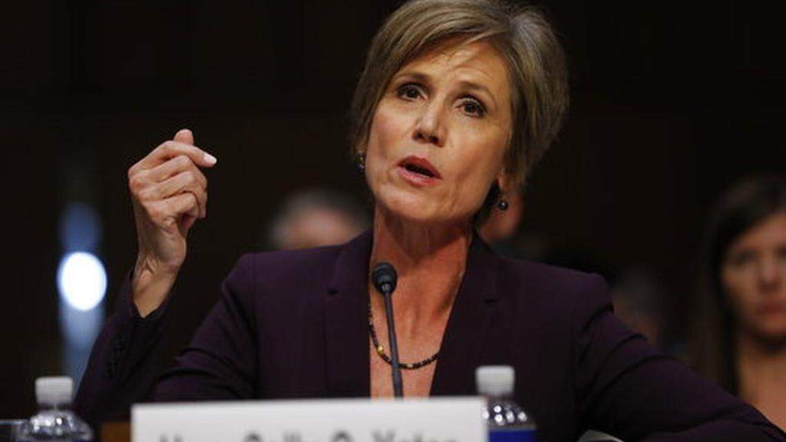 Former acting Attorney General Sally Yates testifies on Capitol Hill in Washington, Monday, May 8, 2017, before the Senate Judiciary subcommittee on Crime and Terrorism hearing: "Russian Interference in the 2016 United States Election."