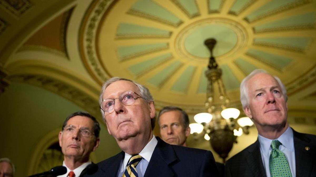 Senate Majority Leader Mitch McConnell of Kentucky on Tuesday accused Democrats of pushing the government to the brink of shutdown for political reasons.