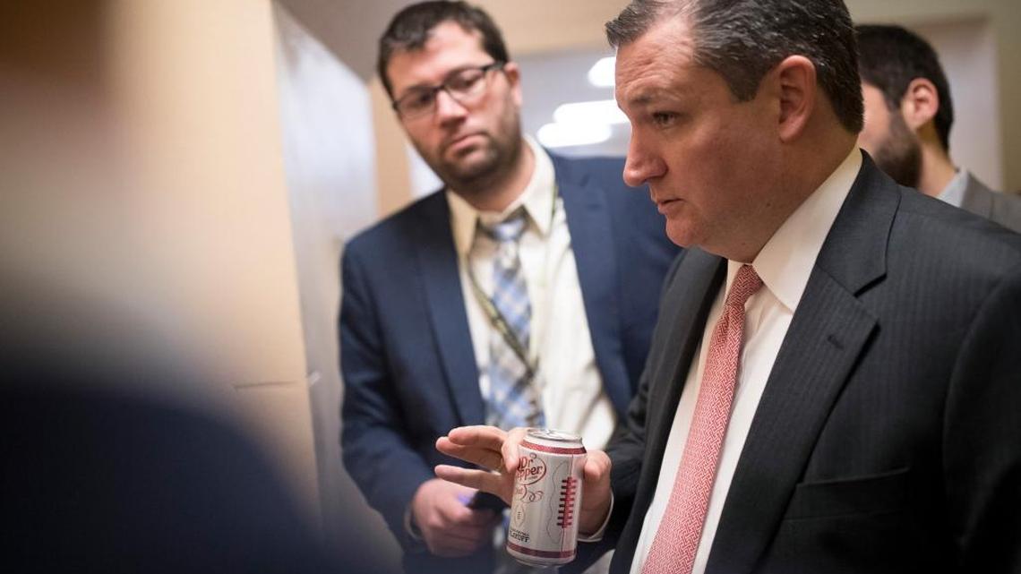 Sen. Ted Cruz speaks to reporters on Capitol Hill in Washington.