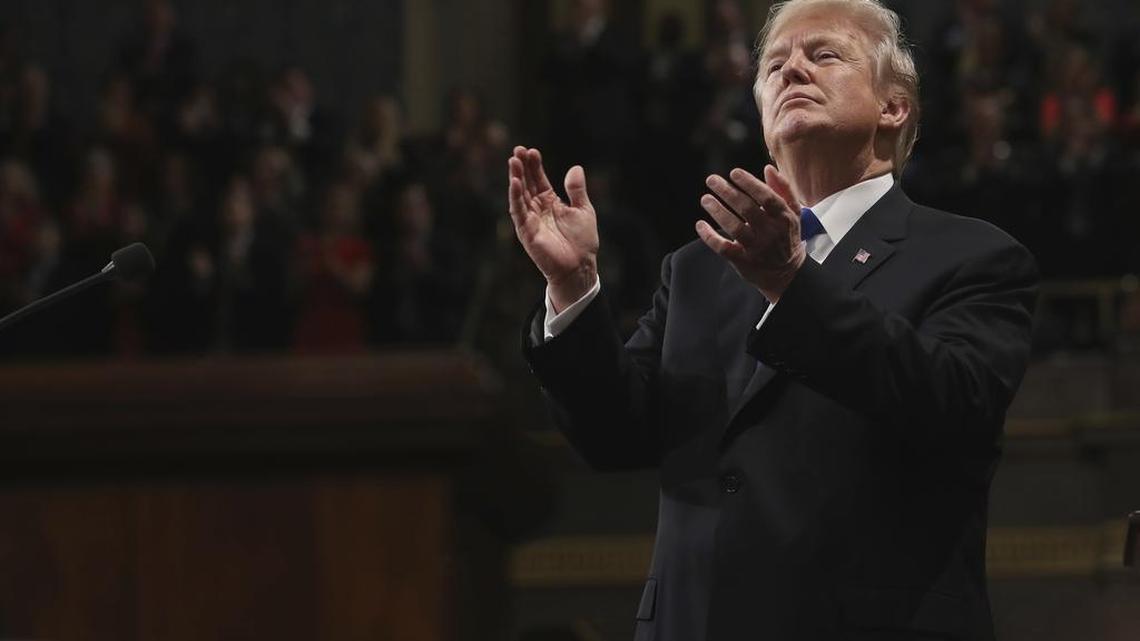 President Donald Trump gives his first State of the Union address in the House chamber of the U.S. Capitol to a joint session of Congress Tuesday, Jan. 30, 2018 in Washington.