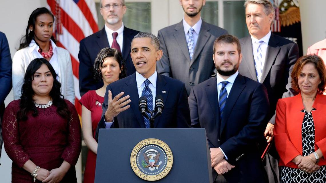 U.S. President Barack Obama speaks about the Afforable Care Act in the Rose Garden of the White House on Monday, October 21, 2013.