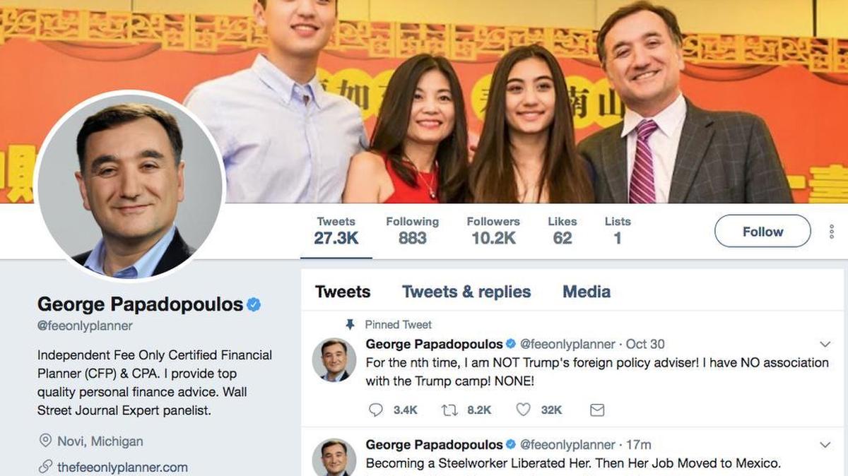 This is NOT the George Papadopoulous currently in the news. But many in social media have been sending him nasty posts anyway.