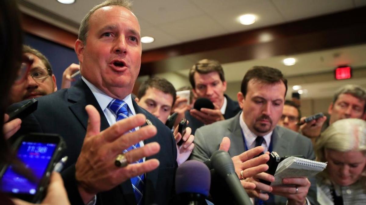 Rep. Jeff Duncan, R-S.C. speaks to reporters on Capitol Hill in Washington, Wednesday, June 14, 2017, following the shooting of House Majority Whip Steve Scalise of La., and others, during a Congressional baseball practice in Alexandria, Va.