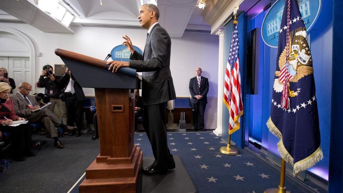 President Barack Obama speaks about about new rules aimed at deterring tax inversions, Tuesday, April 5, 2016, in the briefing room of the White House in Washington.
