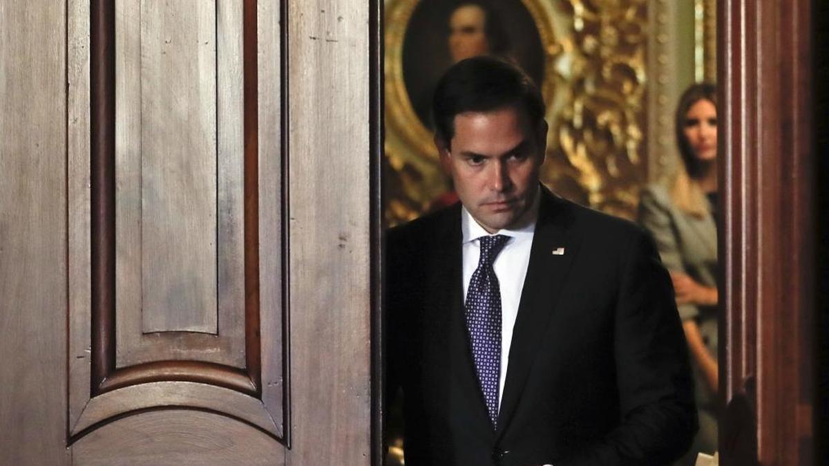 Sen. Marco Rubio, R-Fla., walks into a news conference on on Capitol Hill in Washington, Wednesday, Oct. 25, 2017.