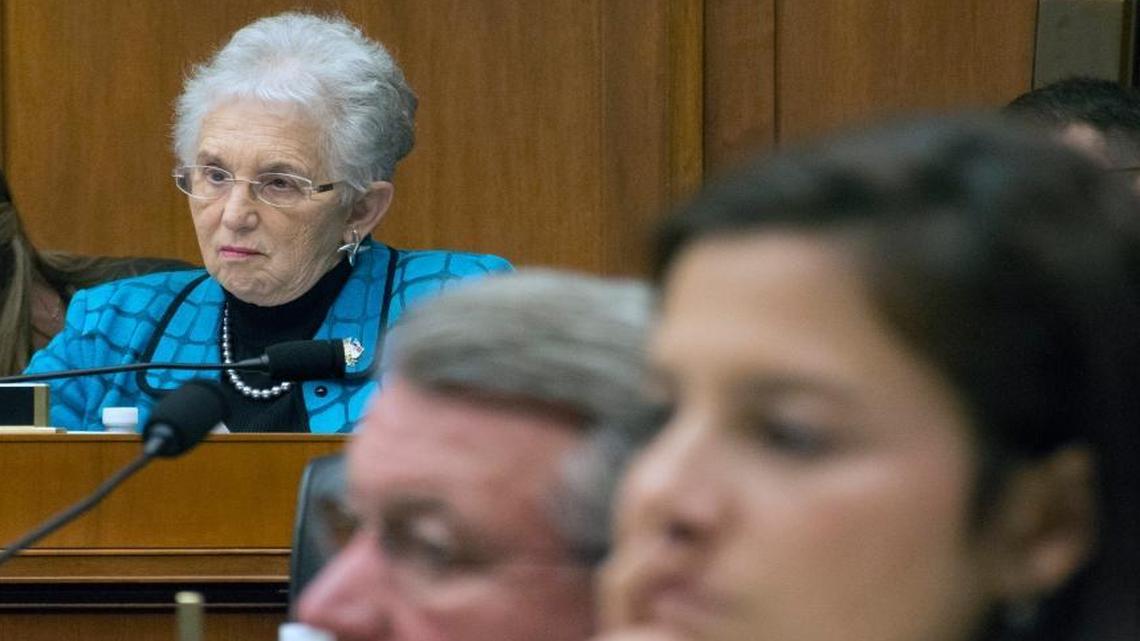 Rep. Virginia Foxx, R-N.C., listens to testimony at a House Education Committee hearing in Washington, D.C., on March 15, 2016.