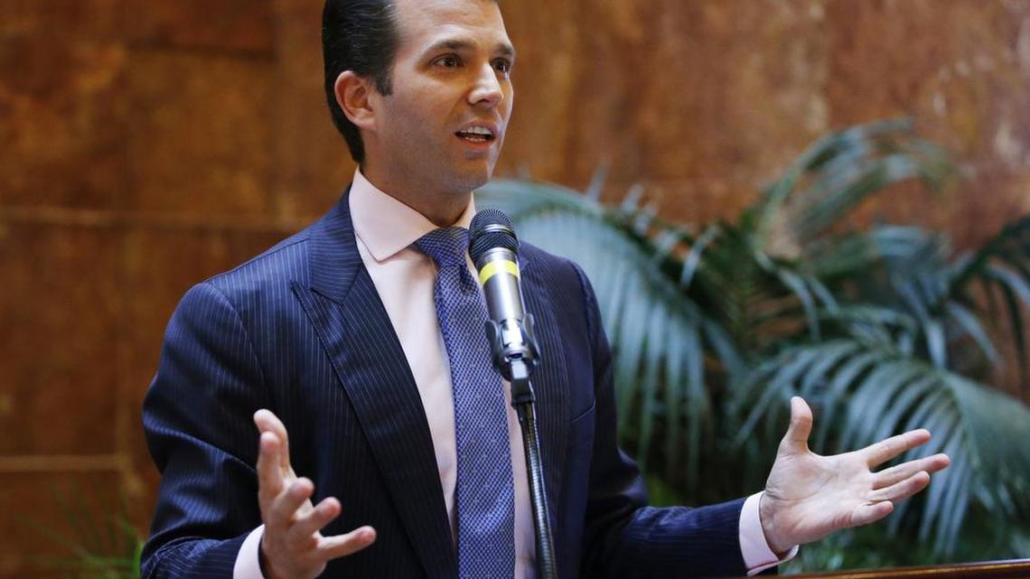 Donald Trump Jr. says he didn’t tell his father, President Donald Trump, about a meeting he had with a Russian lawyer promising damaging information about Hillary Clinton.