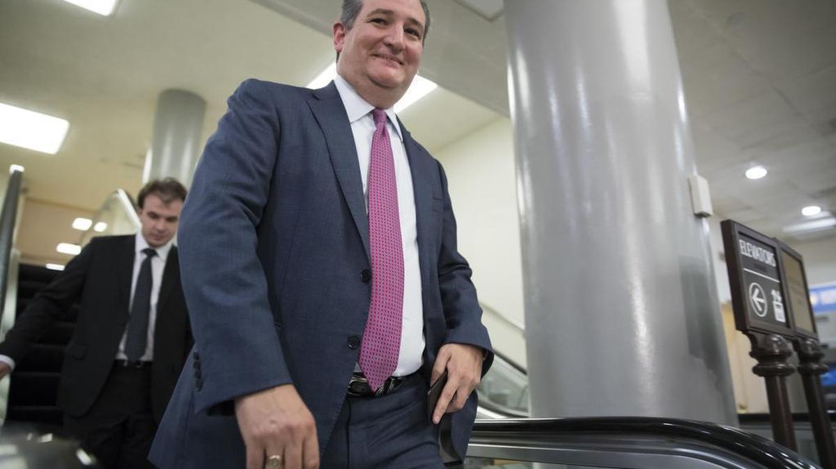 Sen. Ted Cruz, R-Texas returns to his office on Capitol Hill in Washington, Wednesday, Aug. 2, 2017.