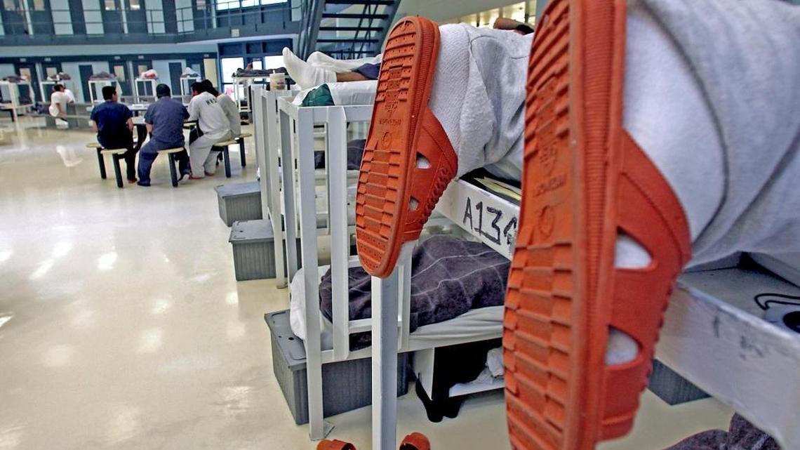 Detainees who are in the country illegally sleep and pass the time in one of the pods of the Northwest Detention Center's 1575-bed facility in Tacoma, Wash. Ninety percent of the cases in the Tacoma immigration court originated in local jails and prisons.