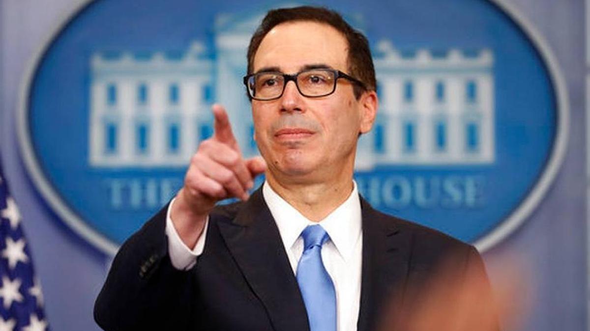 Treasury Secretary Steve Mnuchin points to a member of the media as he answers questions during the daily briefing in the Brady Press Briefing Room of the White House in Washington, Monday, April 24, 2017.