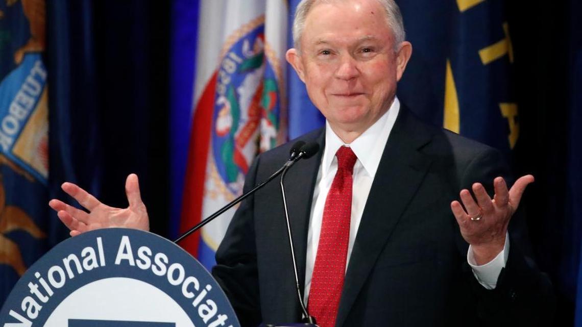 Attorney General Jeff Sessions pauses while speaking at the National Association of Attorneys General annual winter meeting in Washington. Sessions had two conversations with the Russian ambassador to the United States during the presidential campaign. The Justice Department said March 1 that the two conversations took place last year when Sessions was a senator.