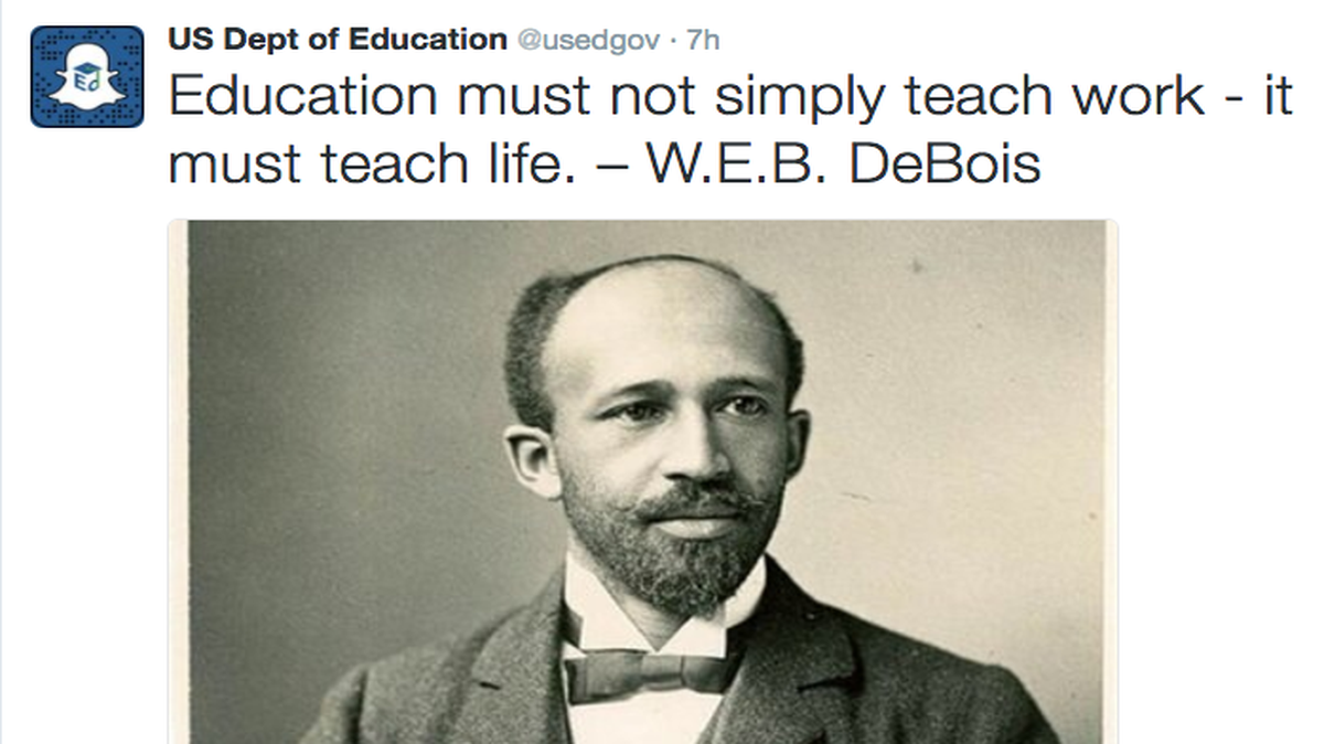 The original tweet from the Department of Education, which spelled DuBois’ name as “DeBois.”
