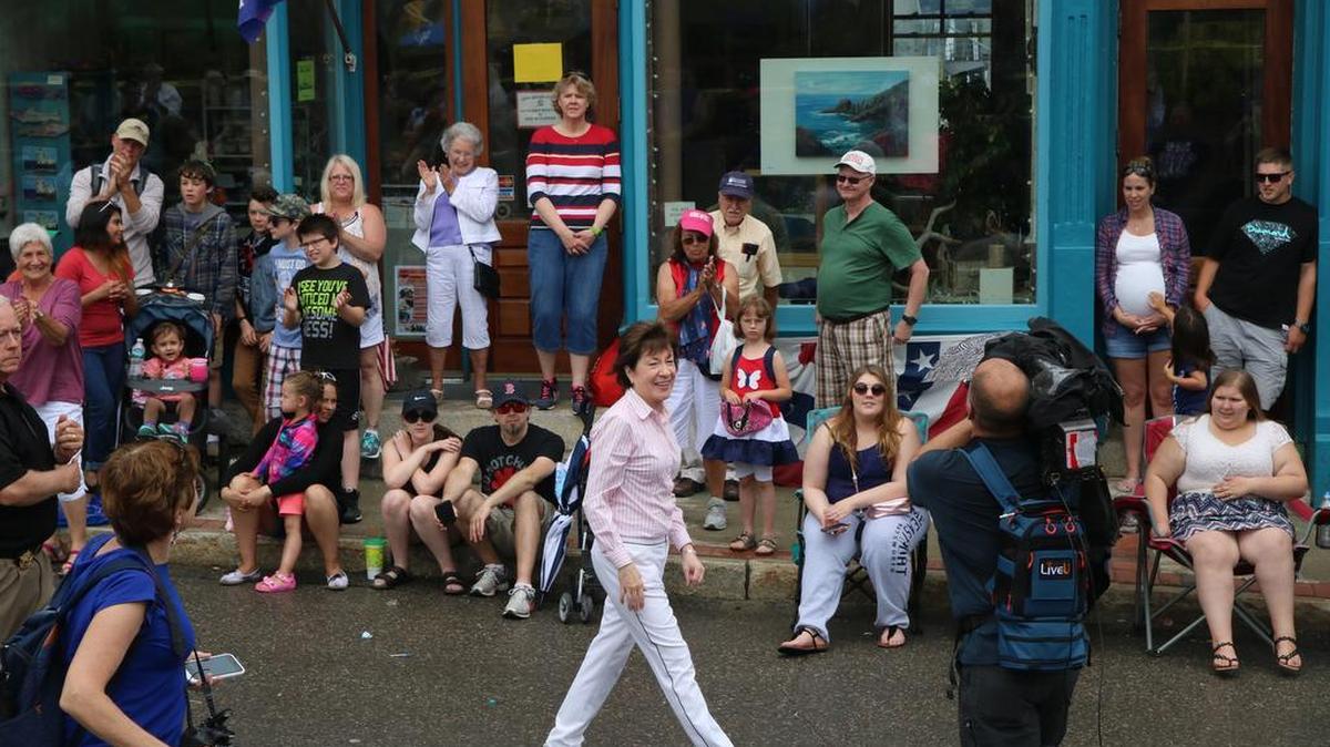 Sen. Susan Collins, R-Maine, visits a Fourth of July parade in Eastport, Maine, where her constituents wanted to talk about health care. "There was only one issue," she said.
