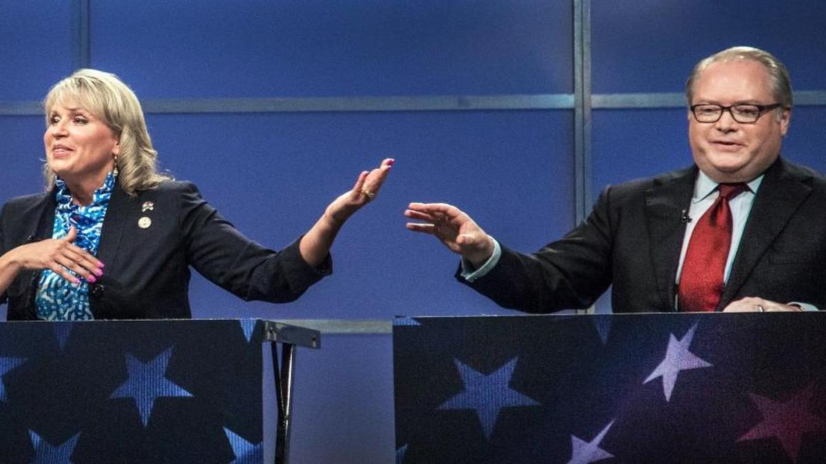 U.S. Reps. Renee Ellmers and George Holding participated in a primary debate May 19, 2016, at WRAL TV studios in Raleigh. The Republicans are squaring off in a rare incumbent-vs.-incumbent primary fight in North Carolina’s 2nd Congressional District.