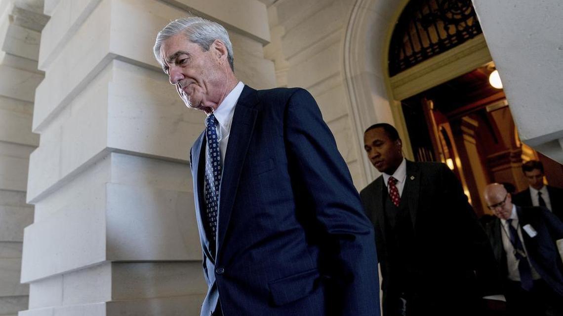 In this June 21, 2017, file photo, former FBI Director Robert Mueller, the special counsel probing Russian interference in the 2016 election, departs Capitol Hill following a closed door meeting in Washington.