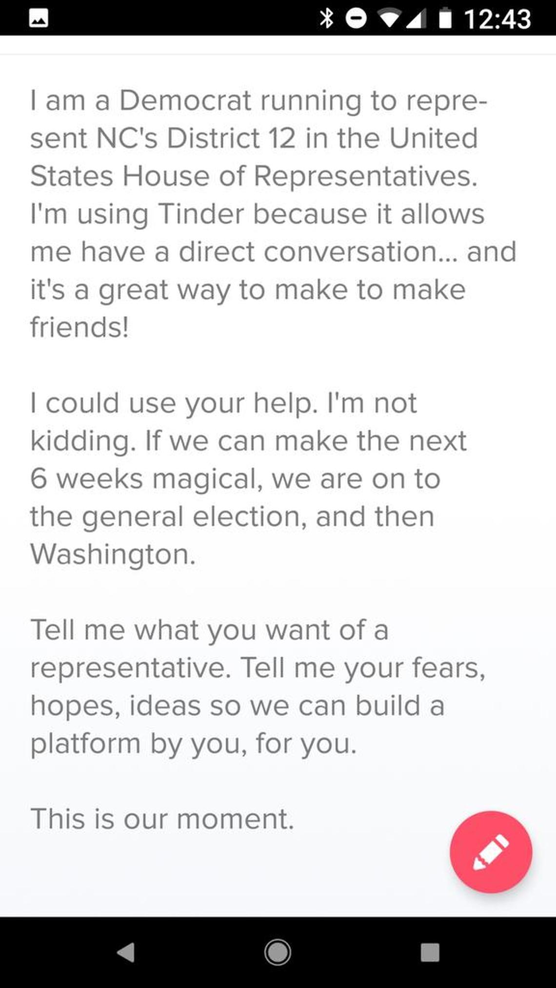 Patrick Register is hoping Tinder will help him find voters.