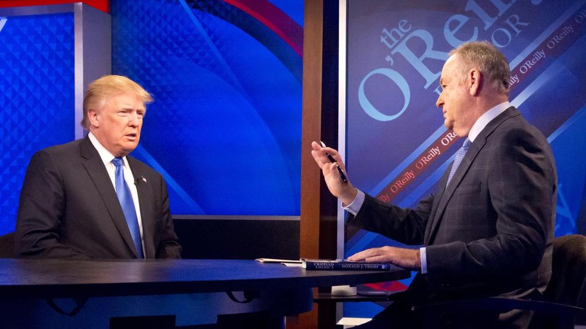 An interview between President Donald Trump, left, and Bill O'Reilly, right, will air on Sunday before the Super Bowl