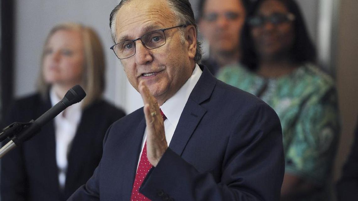 Fresno city mayor Lee Brand announces Wilma Quan-Schecter as the new city manager effective July 10 during a press conference at Fresno City Hall on April 20, 2017 in Fresno, Calif. In May, Brand signed a letter opposing President Trump’s proposed cuts to the Community Development Block Grant program.