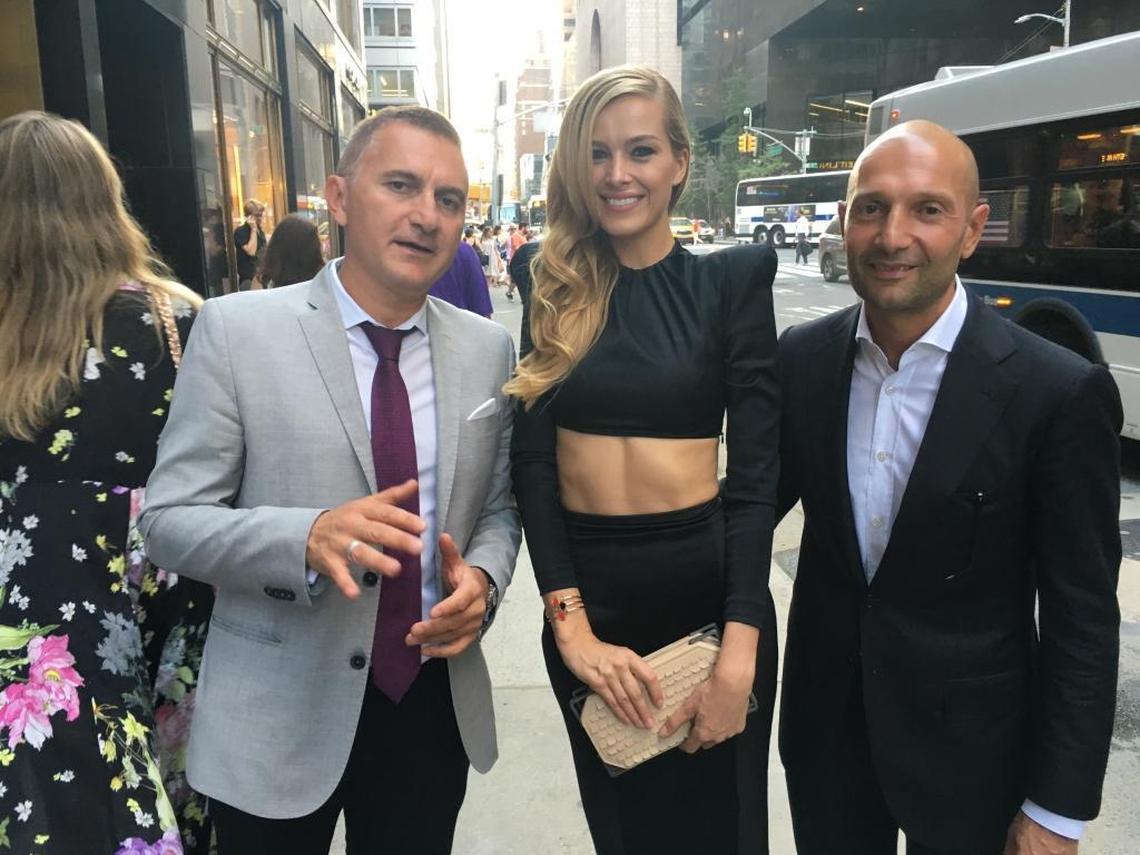 Giorgi Rtskhiladze (l) and George Ramishvili (r) were Donald Trump’s associates in a plan to build a tower on the Black Sea in Batumi, Georgia. They are shown here in New York on Sept. 8, 2016, with model/philanthropist Petra Nemcova.