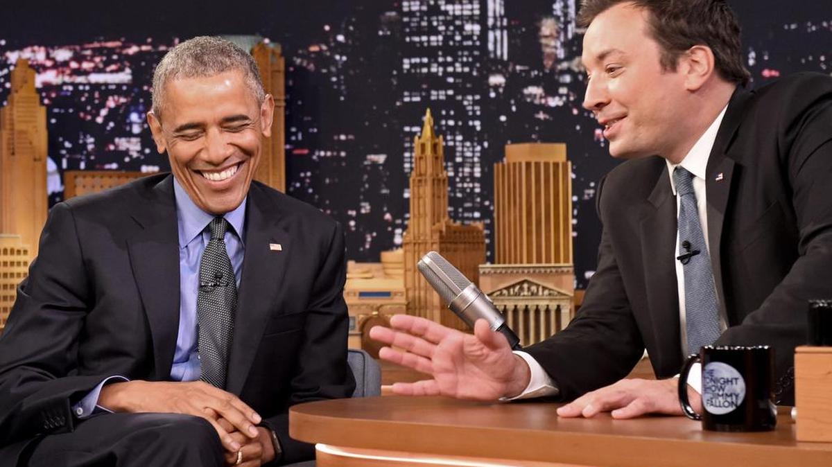 President Barack Obama, left, spoke with Jimmy Fallon on “The Tonight Show Starring Jimmy Fallon.” The segment airs Thursday night.