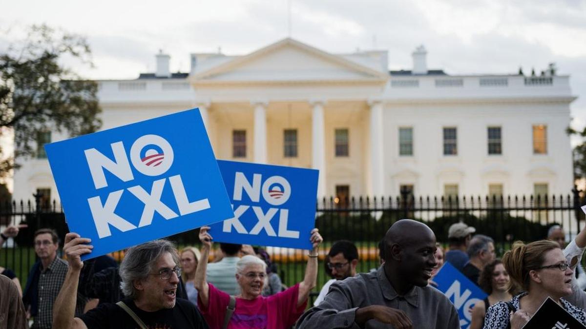 Demonstrators capped seven years of protests by celebrating outside the White House on November 6, 2015, when President Barack Obama announced the rejection of the Keystone XL oil pipeline. The Trump administration revived the project Friday, prompting anti-pipeline activists to regroup and make plans for a fresh round of protests.