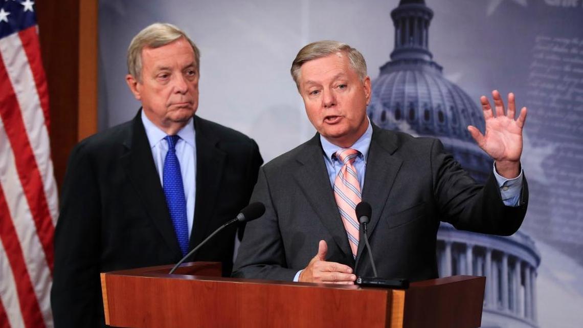 Sen. Lindsey Graham, R-S.C., right, and Senate Democratic Whip Dick Durbin of Illinois are among those seeking a consensus plan to protect Dreamers.