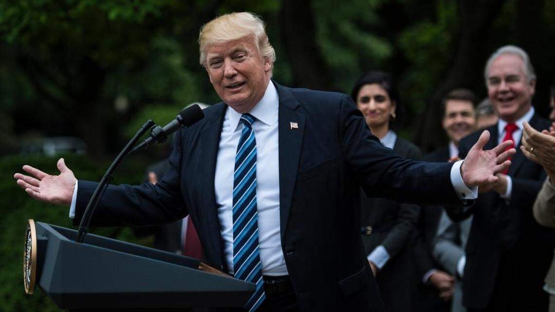 President Donald Trump in the Rose Garden at the White House.