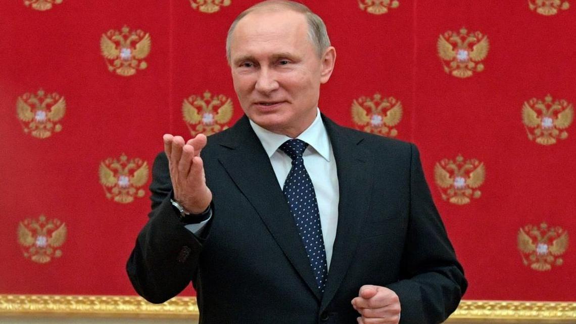 Russian President Vladimir Putin speaking to journalists in Moscow on Wednesday.