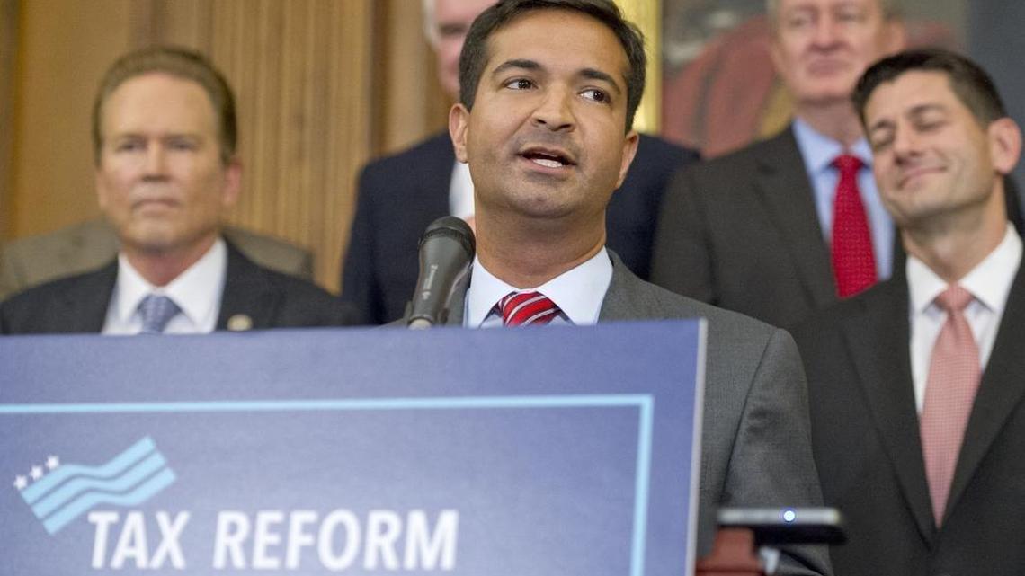 Representative Carlos Curbelo makes remarks as US Senate and House Republicans announce their new tax plan endorsed by Donald Trump House and Senate Republicans Tax Plan press conference, Washington DC, USA - 27 Sep 2017