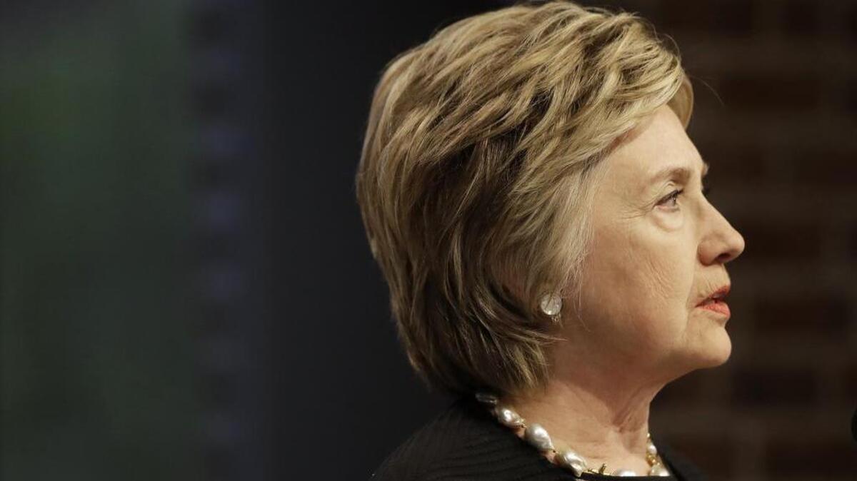 Former Secretary of State Hillary Clinton speaks at a fundraiser for the Elijah Cummings Youth Program in Israel in Baltimore last month.