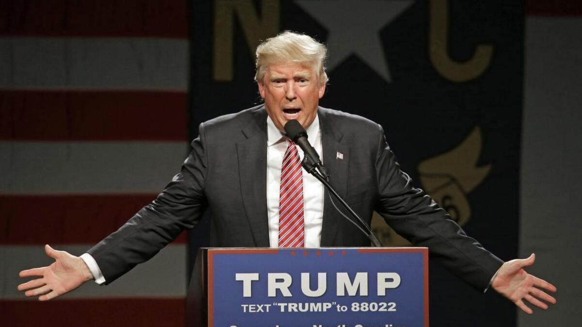 Republican presidential candidate Donald Trump speaks during a campaign rally at the Greensboro Coliseum in Greensboro, N.C., Tuesday, June 14, 2016.