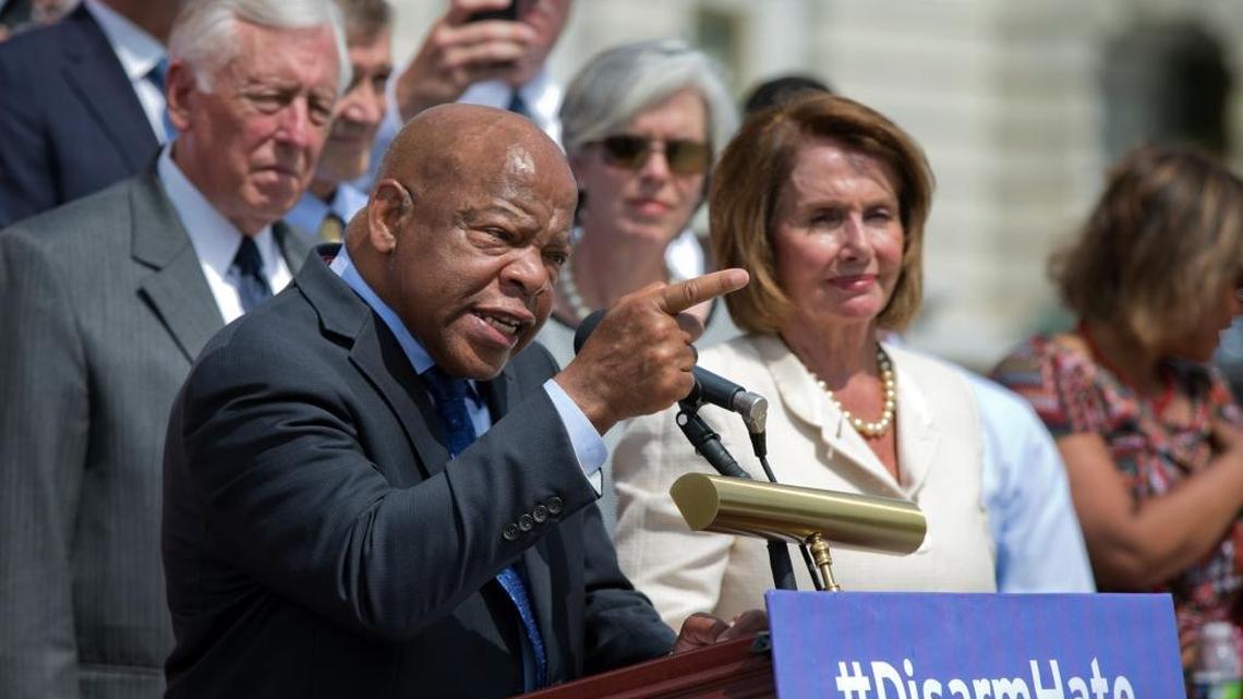 Rep. John Lewis, a Georgia Democrat, addresses a rally Wednesday, July 6, 2016, on the steps of the U.S. Capitol.