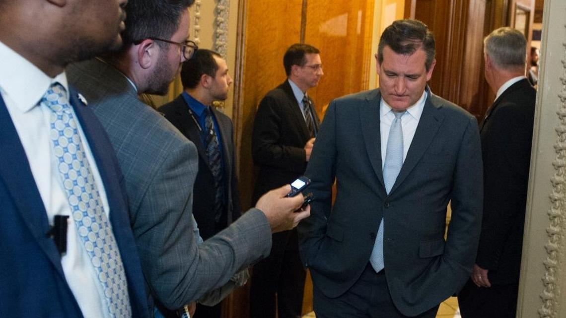 Sen. Ted Cruz, R-Texas., leaves the Senate Chamber after the Senate failed to pass a measure to repeal parts of former President Barack Obama's health care law, on Capitol Hill in Washington, Friday, July 28, 2017.