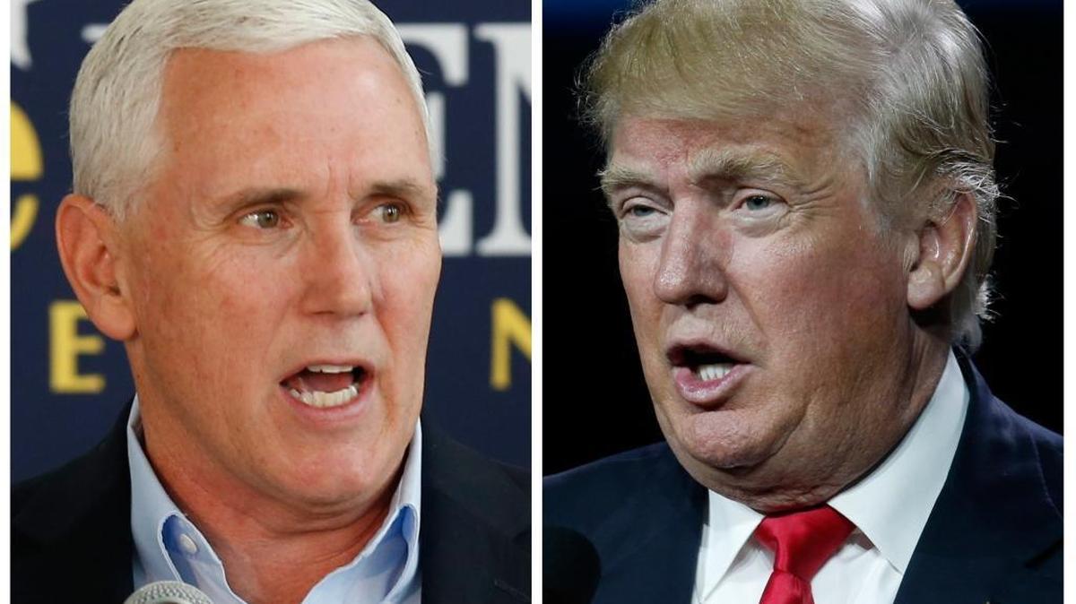 This photo combination of file images shows Indiana Gov. Mike Pence, left, and Republican presidential candidate Donald Trump. A major shake-up for Indiana politics could be coming this week as Trump considers Pence as his Republican vice presidential choice.