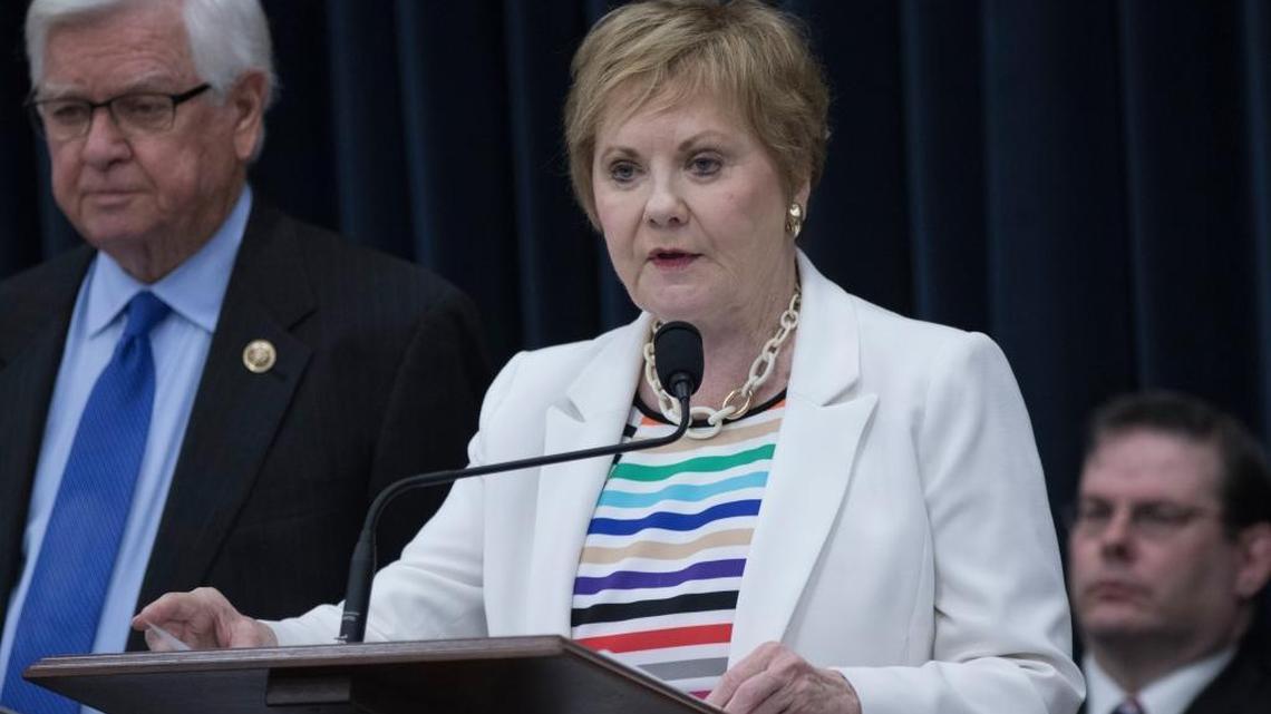 Rep. Kay Granger, R-Texas, right, chairman of the House Appropriations Committee's Subcommittee on State, Foreign Operations and Related Agencies, speaks during the committee's consideration of the funding bill for fiscal year 2017 for those agencies in Washington, D.C., on July 12, 2016.