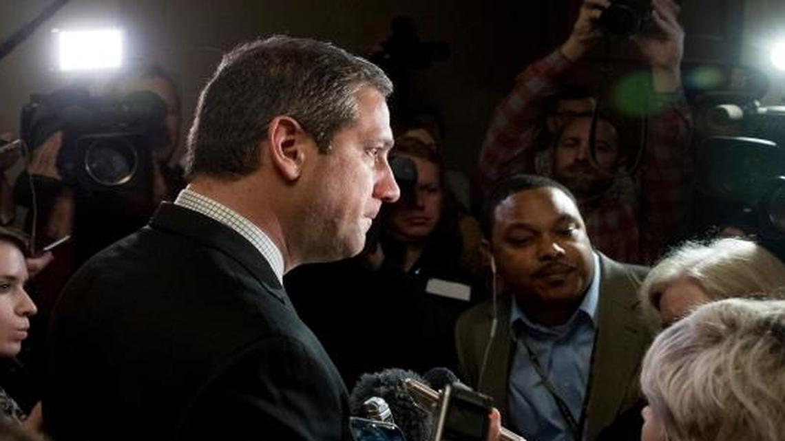 Rep. Tim Ryan, D-Ohio, spoke with reporters after the House Democratic Caucus voted to retain Rep. Nancy Pelosi of California as its leader.