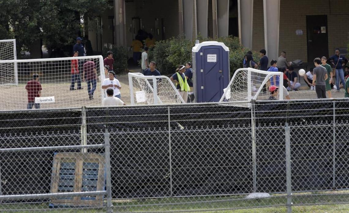 This file photo shows a temporary shelter at Lackland Air Force Base in San Antonio for unaccompanied minors who have entered the country illegally at