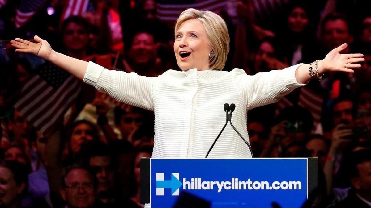 Democratic presidential candidate Hillary Clinton greets supporters at a primary election night rally, Tuesday, June 7, 2016, in New York. A recent study shows college students’ majors might indicate whether they’ll vote in the November election.
