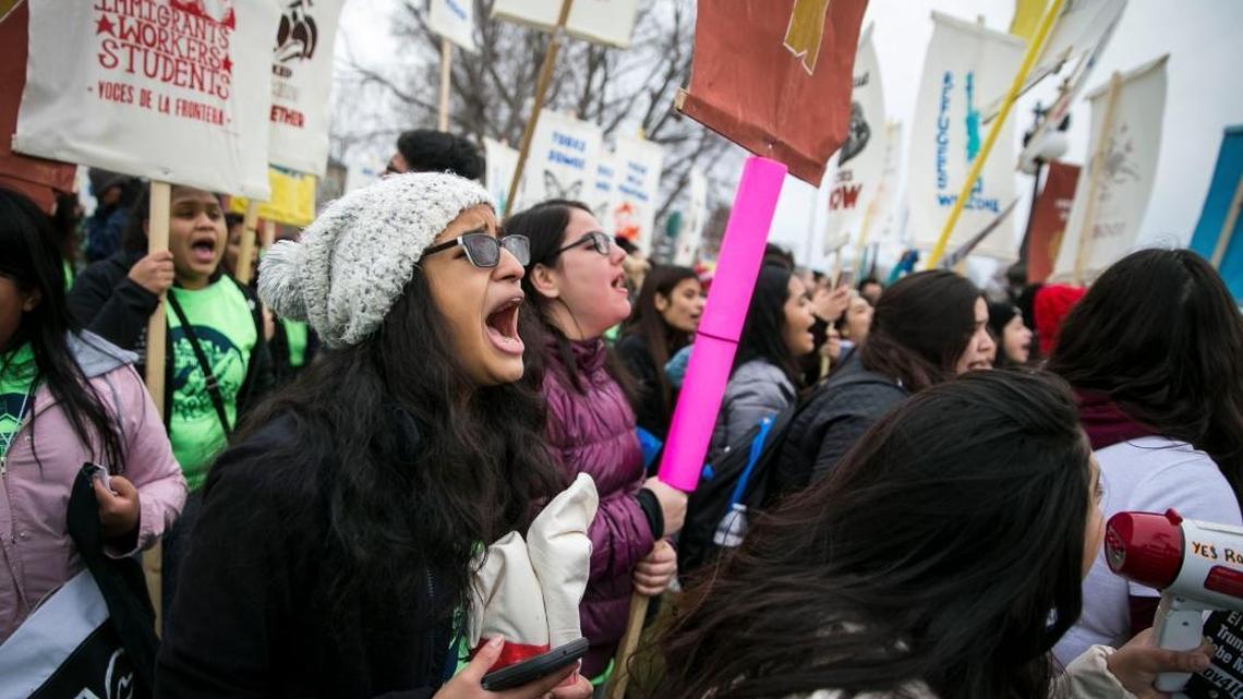 Demonstrators voice support for the Deferred Action for Childhood Arrivals program outside the Capitol building in Washington.