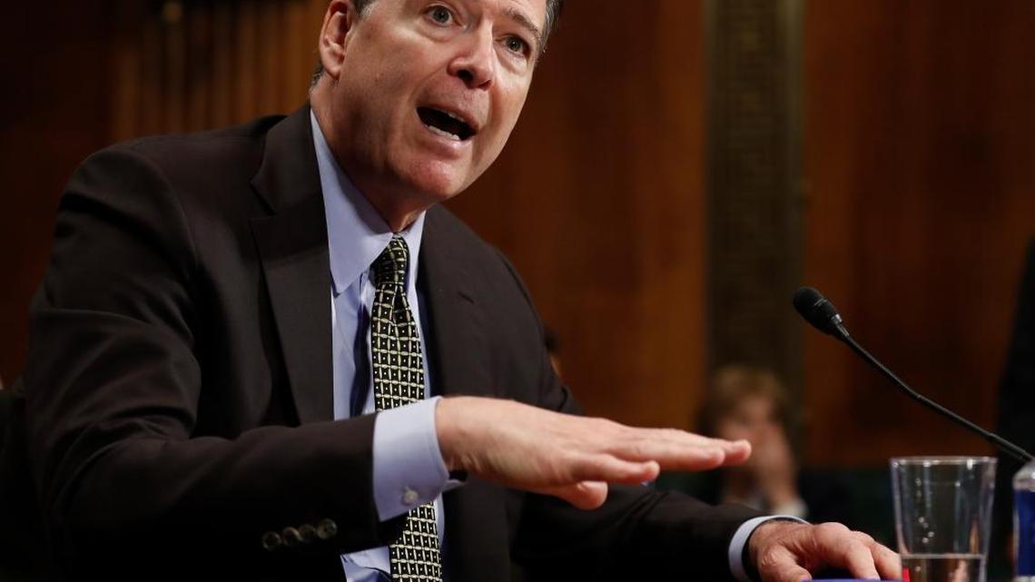 FBI Director James Comey testifying before the Senate Judiciary Committee.