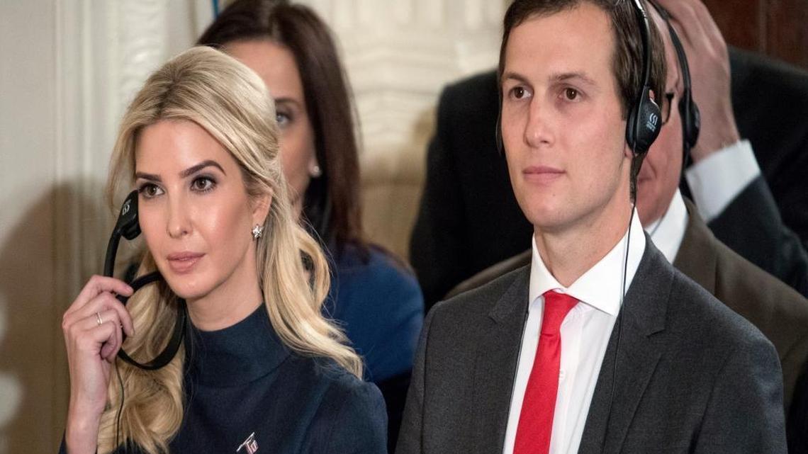 In this March 17, 2017, file photo Ivanka Trump, the daughter of President Donald Trump, and her husband Jared Kushner, senior adviser to President Donald Trump, attend a joint news conference with the president and German Chancellor Angela Merkel in the East Room of the White House in Washington.