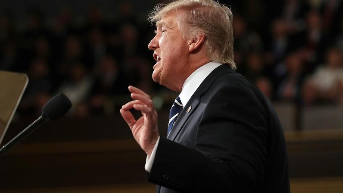 President Donald Trump addresses a joint session of Congress on Capitol Hill in Washington, Tuesday, Feb. 28, 2017.