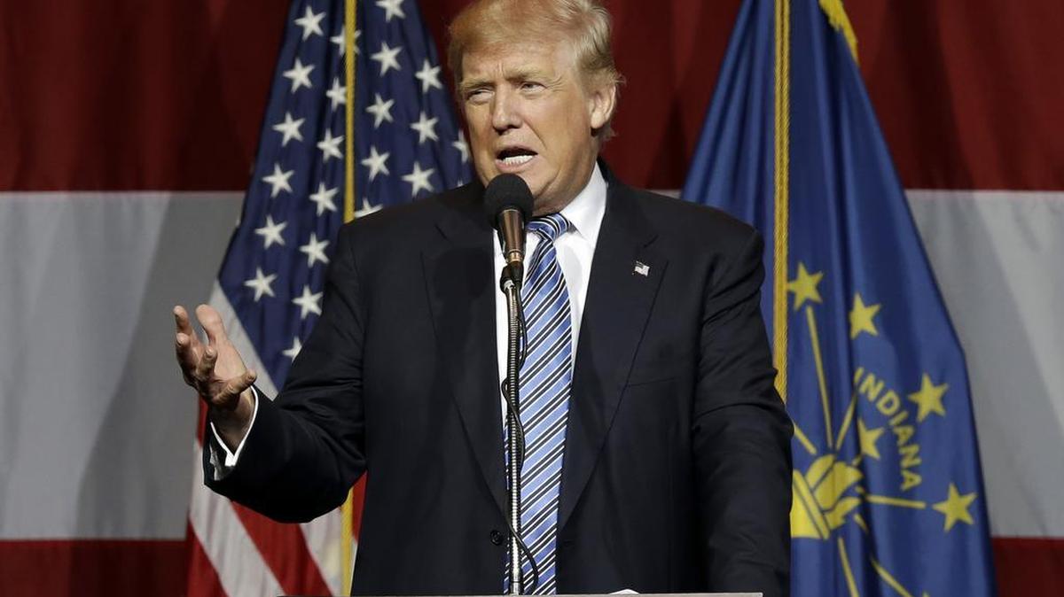 Republican presidential candidate Donald Trump, shown speaking Tuesday at an Indiana rally, has announced via Twitter that he will delay announcing his vice-presidential pick following an attack in France.