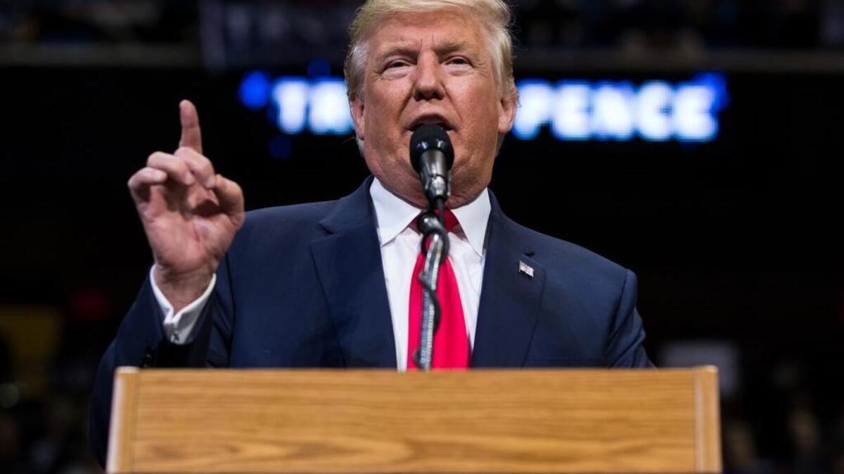 Republican Presidential nominee Donald J. Trump delivers remarks during a rally at Mohegan Sun Arena in Wilkes-Barre Twp., Pa. on Monday, Oct. 10, 2016.