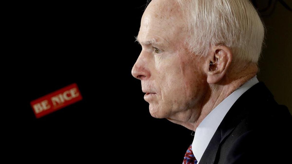 U.S. Sen. John McCain, R-Ariz., speaks at Phoenix Firehouse 30 after receiving an endorsement from the Professional Firefighters of Arizona, Monday, Aug. 29, 2016, in Phoenix.